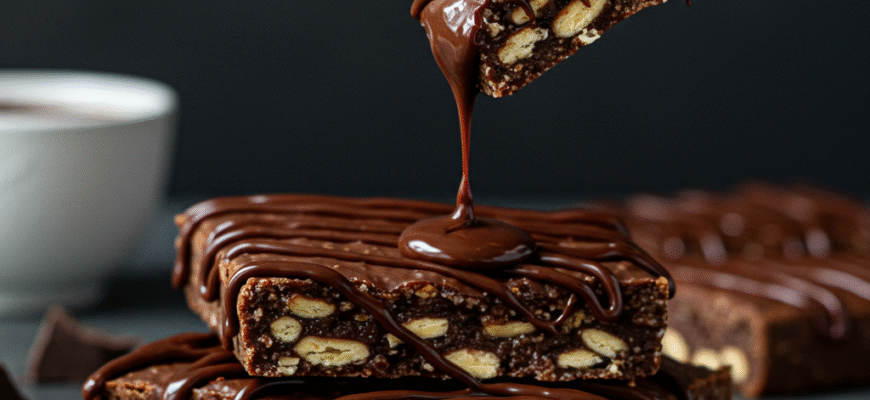 Easy Homemade Healthy Energy Bar Coatings Dark Chocolate Drizzle